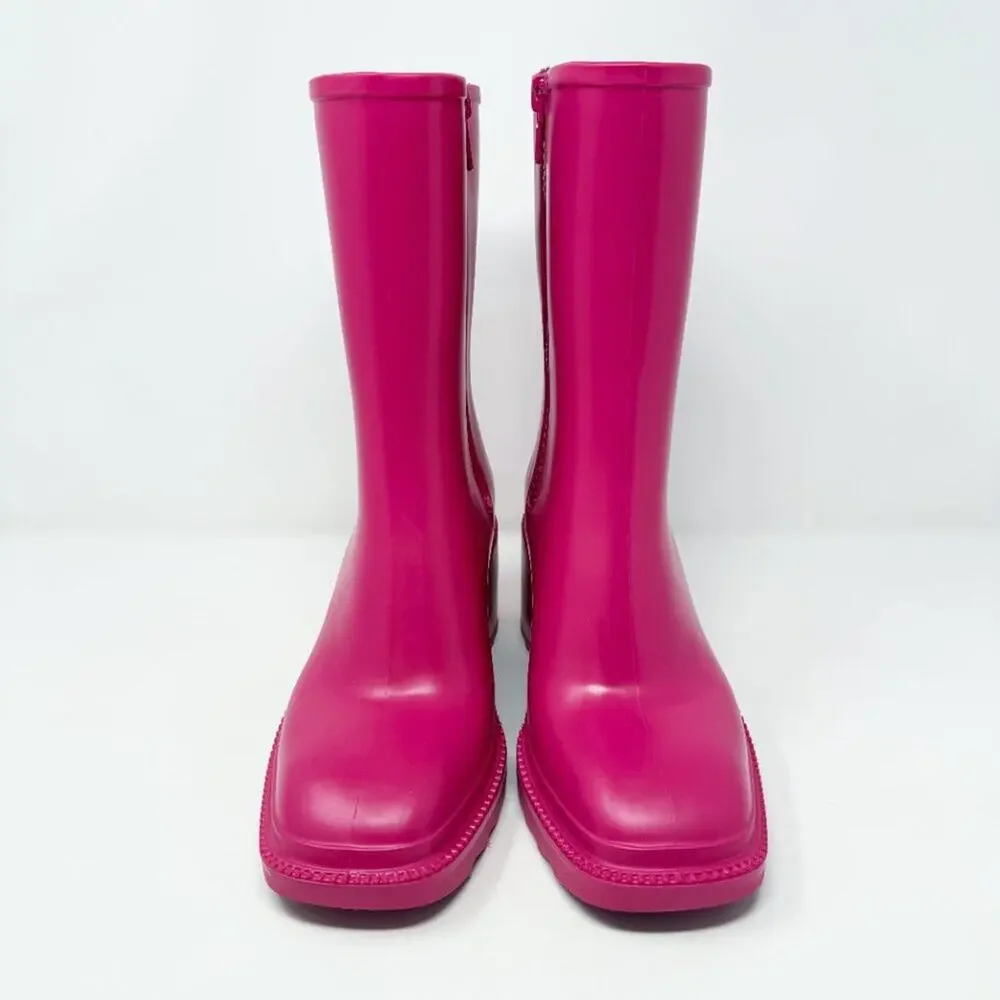 NWOB INC International Concepts Pink Square Toe Block Heel Rain Boots Size 8